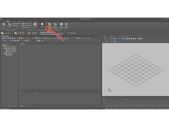In the Home tab click on Request then a pop up will appear on the Teach Pendent