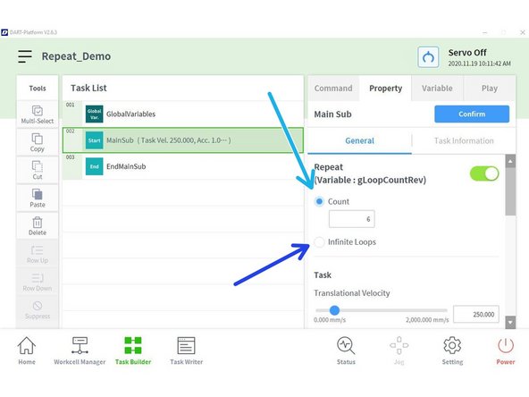 You can set a Count specific number of repeatitions.
