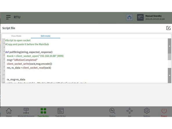 Go to the property tab, select script file, and then click on the maximize icon
