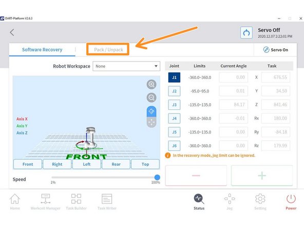 Tap on Pack/Unpack tab