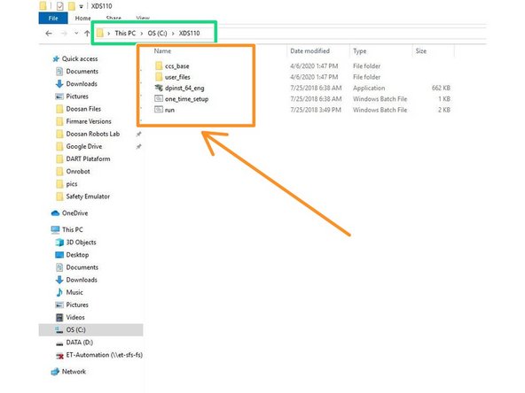 Or you can download the files that have to be in the XDS110 folder here