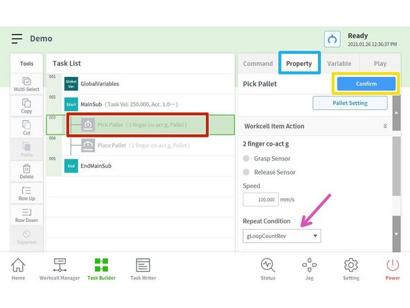 Tap  on the skill that needs to be set with the variable