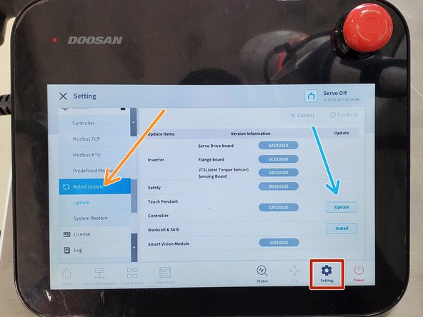 Go to Settings on the Teach Pendant