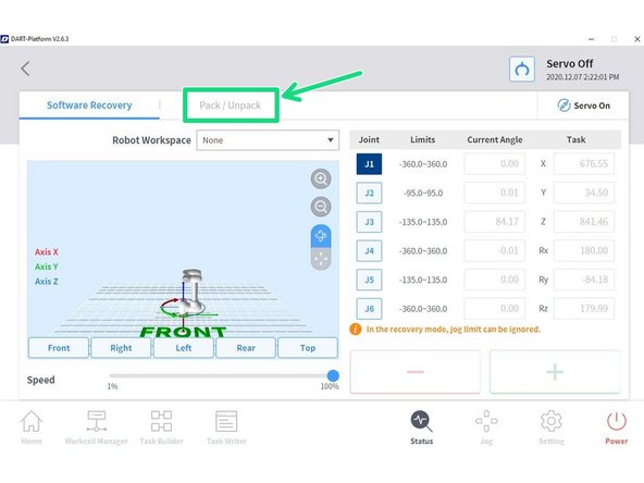 Tap on Pack / Unpack