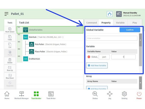add a name and a value, then confirm