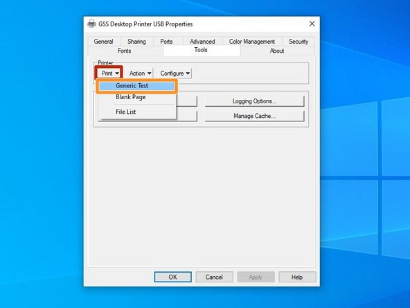 Click on &quot;Print,&quot; and then on &quot;Generic Test.&quot;
