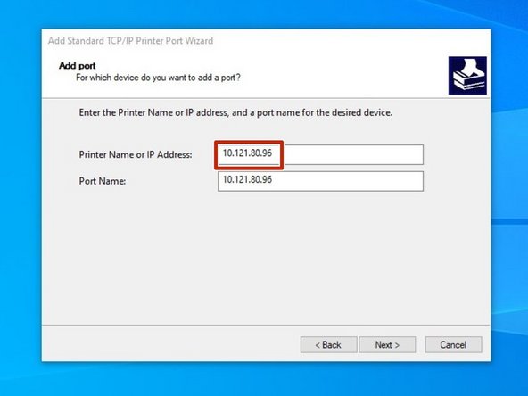 For the IP Address, enter the IP that you set for your printer.