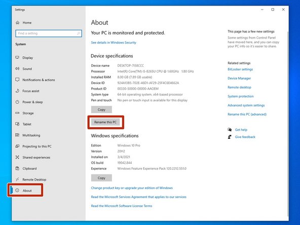 You can change the PC's name to make it more recognizable om your network.