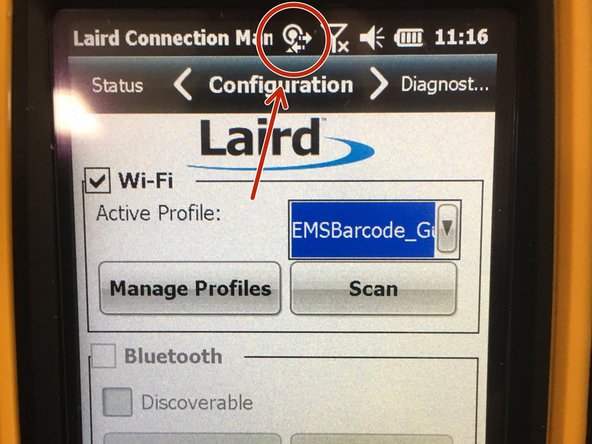 You can tell there's communication with the network if you see the circled icon on the top of the screen with arrows.