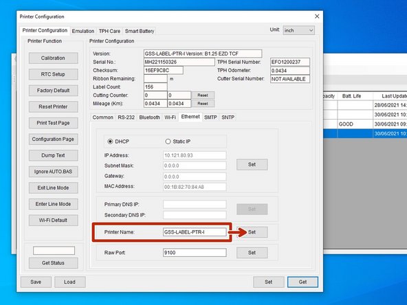 You may change the printer's ethernet name in this menu.