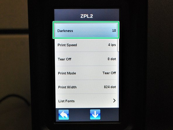 On the touch screen, select the option you would like to change, and adjust as desired.