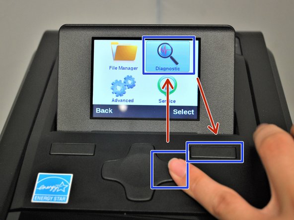 Hit the 'Right' arrow 3 times to go to the next Manu page and highlight 'Diagnostic.'
