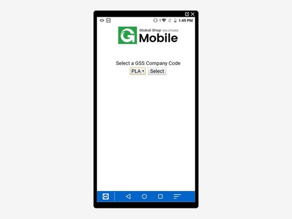 Tap on the shortcut to make sure it works. It should look like the example screenshot, and you should be able to open the Company Code dropdown.