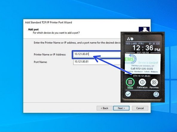 For the IP Address, list the IP that you set for your printer (it will be displayed on the printer's screen).