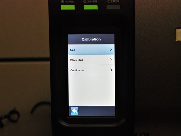On the screen, press &quot;Calibrate&quot; with your finger, and then select &quot;Gap&quot;.