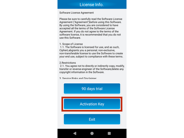 Tap on the activation button.