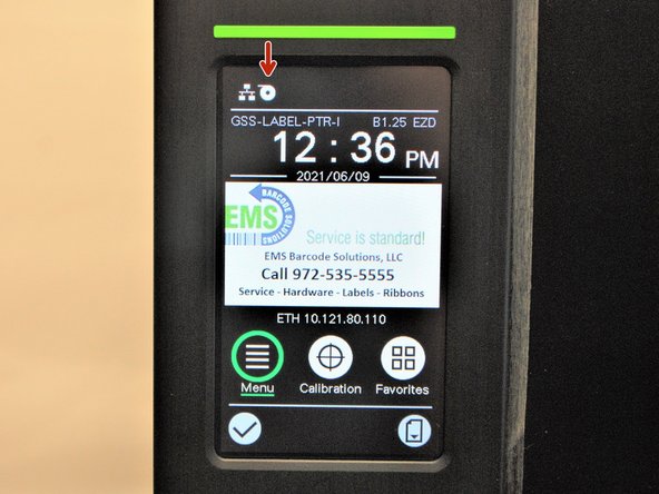 Shown in Image 1. This can be shown by if the screen is displaying the menu or not and if the printer is plugged into a functioning outlet.