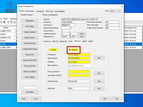 On the 'Ethernet' tab, click on 'Static IP.'
