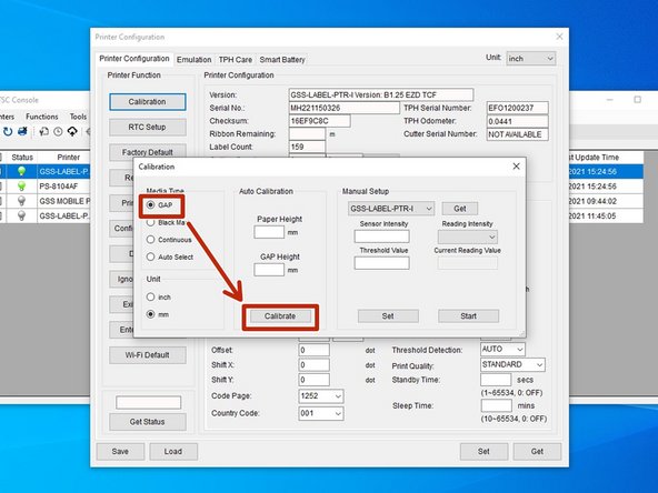 Select the &quot;Calibration&quot; option at the top left. This will open a new window.