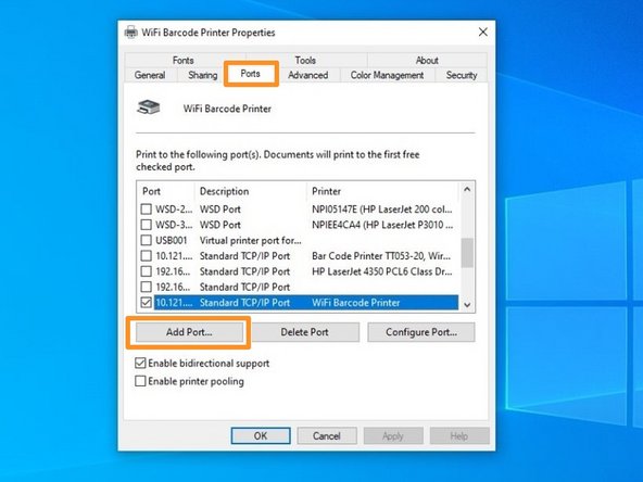 Select the &quot;Ports&quot; tab at the top, and then &quot;Add Port...&quot; at the bottom left.