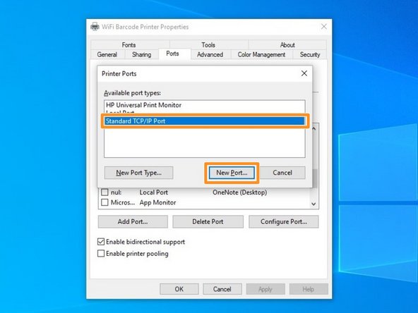 Select &quot;Standard ICP/IP Port,&quot; and then click &quot;New Port&quot;.
