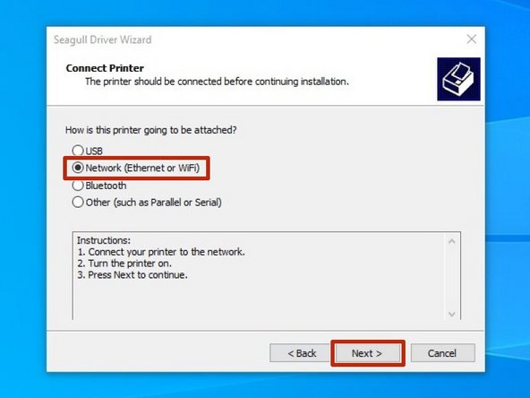 Choose the option for &quot;Network (Ethernet or WiFi),&quot; then click the &quot;Next&quot; button.