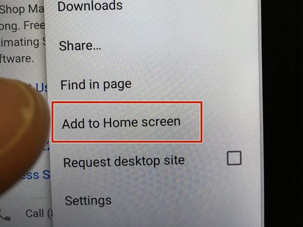 From the menu, select 'Add to the Home Screen'