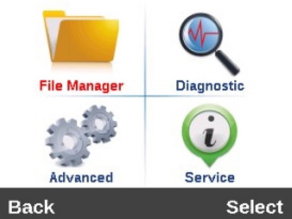 The File Manager menu is used to check the printer available memory and file list.