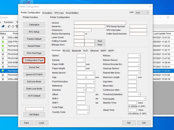 Double click the printer name, to open up the Printer Configuration Menu.