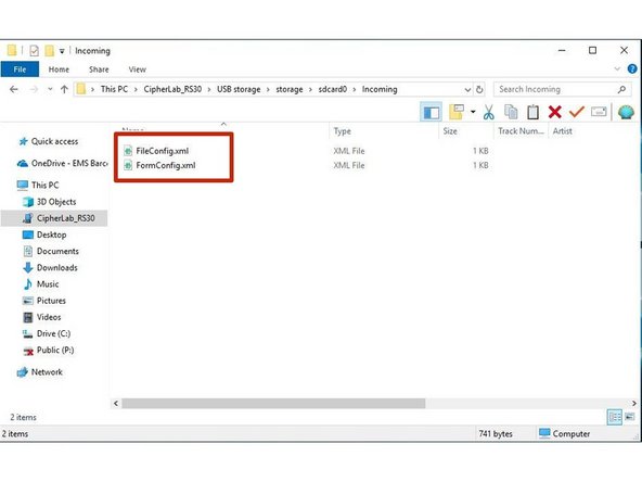 Copy and paste the 2 XML files from the extracted folder into the Incoming folder (FileConfig.xml and FormConfig.xml)