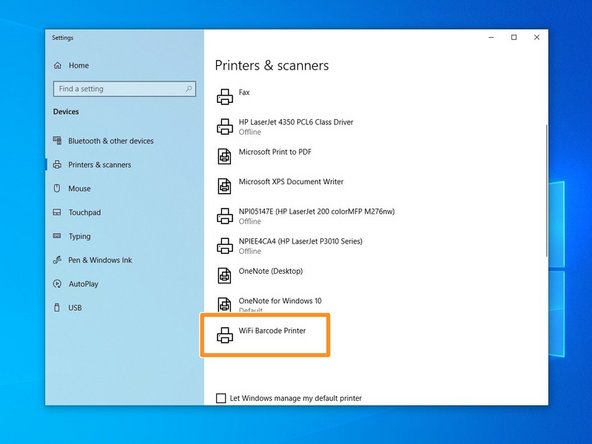 Find the printer you just installed, and click on it once.