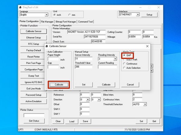 In this new window, select the &quot;GAP&quot; option by clicking it's bubble, and then hit &quot;Calibrate.&quot;