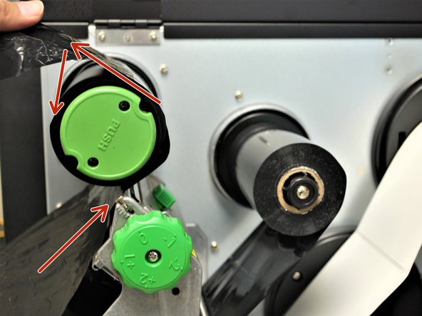 Wrap the ribbon around the rewind spindle.