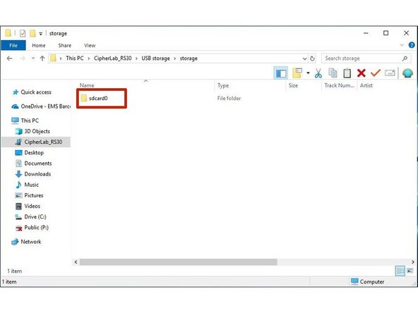 Then open the “storage” folder that is in the USB Storage folder