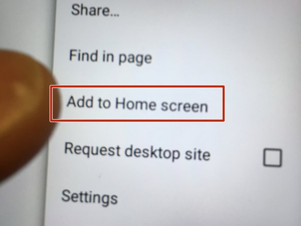 From the menu, select 'Add to the Home Screen'