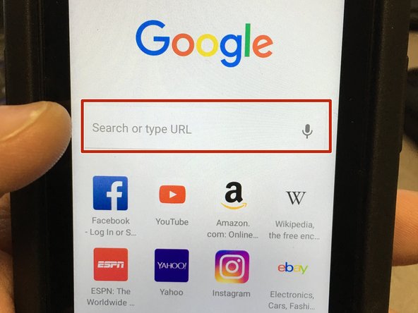From the Google Chrome Screen, Select the 'Search or Type URL' part of the screen.