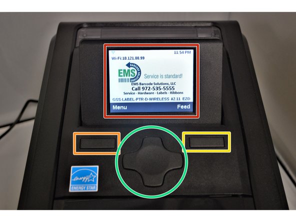 The screen and 3 buttons can be used to perform several printer functions without connecting the printer to a computer. There is: