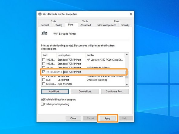 Scroll down to the new port, check the box, and then click &quot;Apply&quot;.