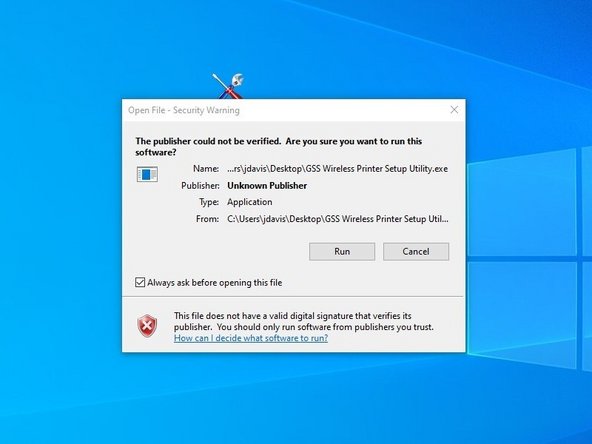 Download the GSS Wireless Printer Setting Utility using the link provided.