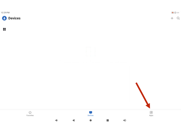 Image 2 shows the opening screen. It opens on devices, select apps shown by the red arrow