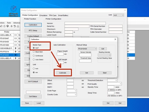 Select the &quot;Calibration&quot; option at the top left. This will open a new window.