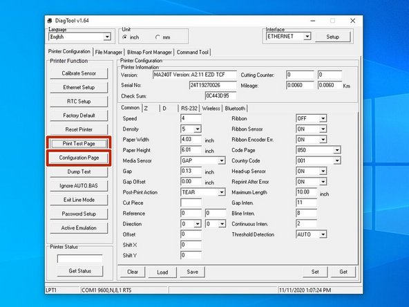 Select the &quot;Print Test Page&quot; option. This will print a test page from the printer.