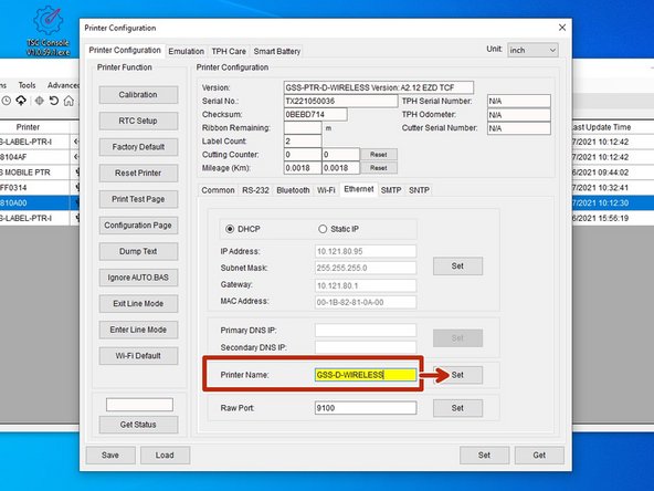 You may change the printer's ethernet name in this menu.