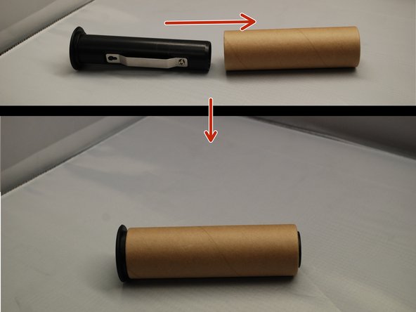 Insert the rewind spindle into the paper core (this may already be done).