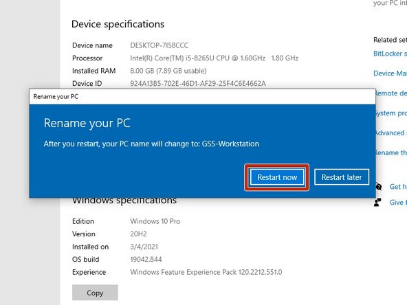 Click on &quot;Rename this PC.&quot;
