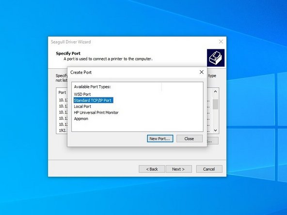 Select &quot;Standard ICP/IP Port,&quot; and then click &quot;New Port.&quot;