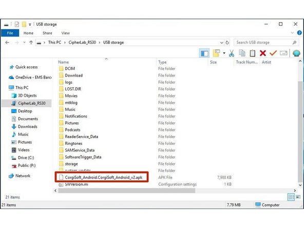 When the device is successfully connected, click on CipherLab_RS30 in the File Explorer on your PC