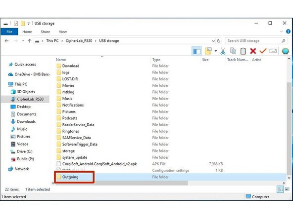 Back on your PC, create a folder inside the USB storage folder called “Outgoing” without the quotation marks