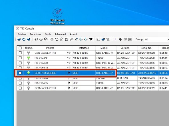 Double click the printer name, 'GSS-PTR-MOBILE,' to open up the Printer Configuration Menu.