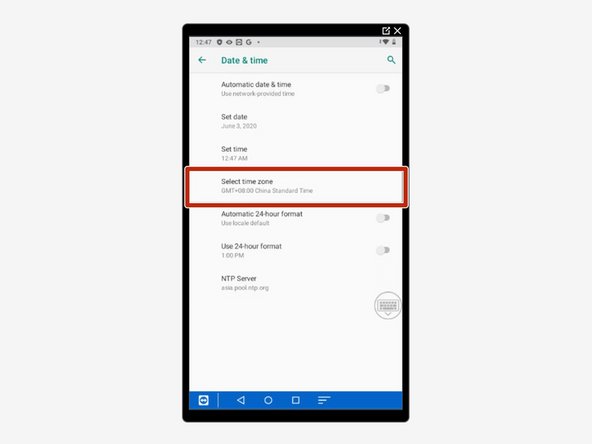 Select &quot;Select Time Zone.&quot;